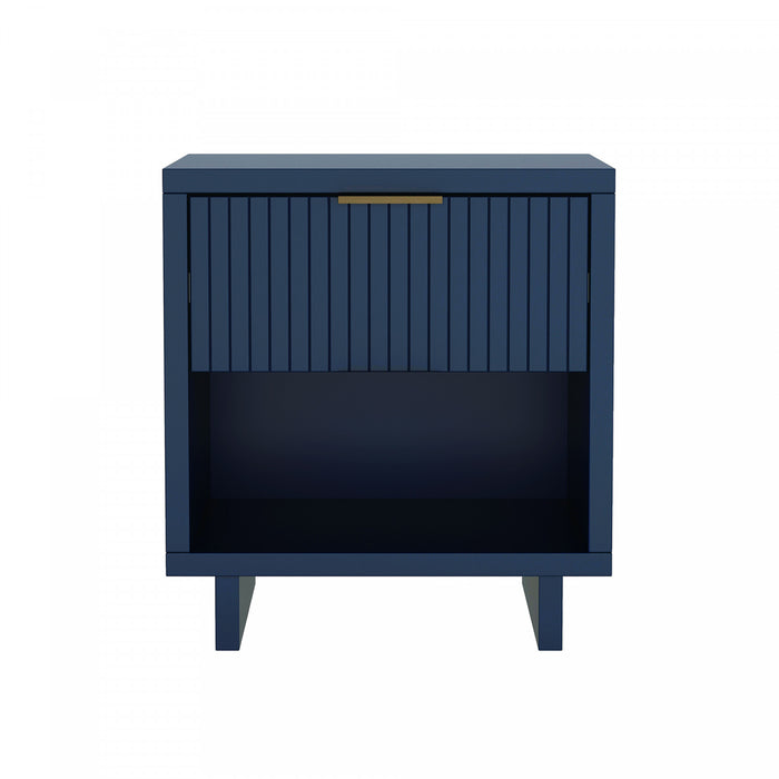 Elara Contemporary 18\" Solid Wood Nightstand in Midnight Blue (1-Drawer)