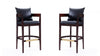 Ritz Mid-Century Modern Wood Upholstered Barstool in Black - Set of 2