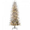 Homcom 7' Flocked Artificial Christmas Tree With Warm Yellow Clear Lights