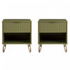 Dumbo Modern 20\" Fluted Nightstand in Olive Green (1-Drawer) - Set of 2