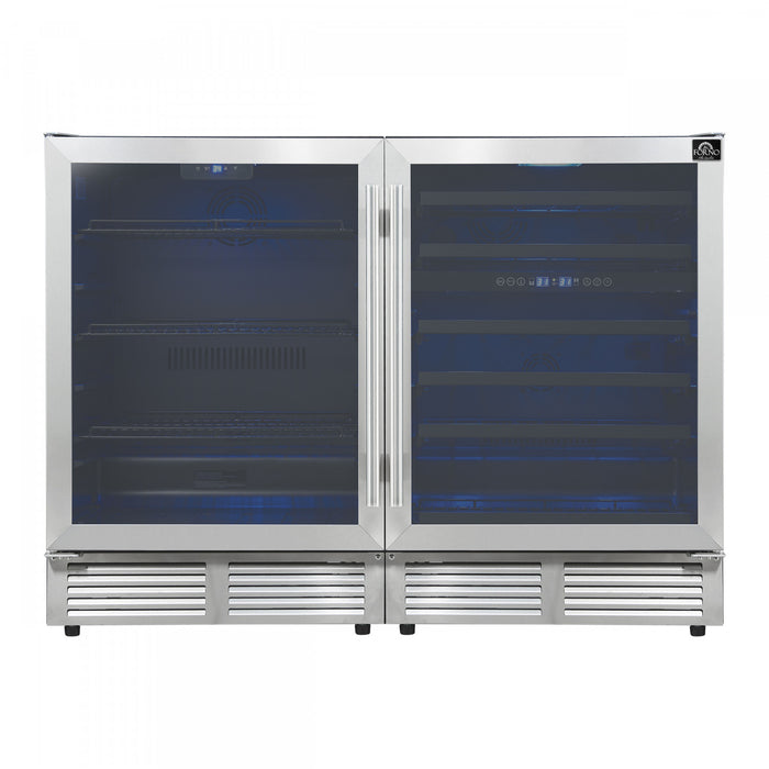 Forno Gemello 48\" Side-by-Side Wine and Beverage Cooler in Stainless Steel, 9.6 cu. ft.- FWCDR6699-48S