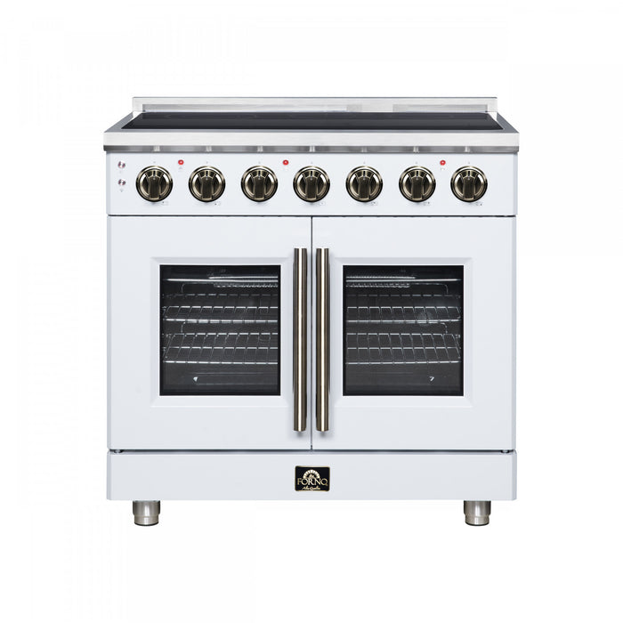 Forno Massimo 36 Inch French Door Electric range, 5 radiant burners, 5.36 cu.ft., White - FFSEL6955-36WHT Electric Range