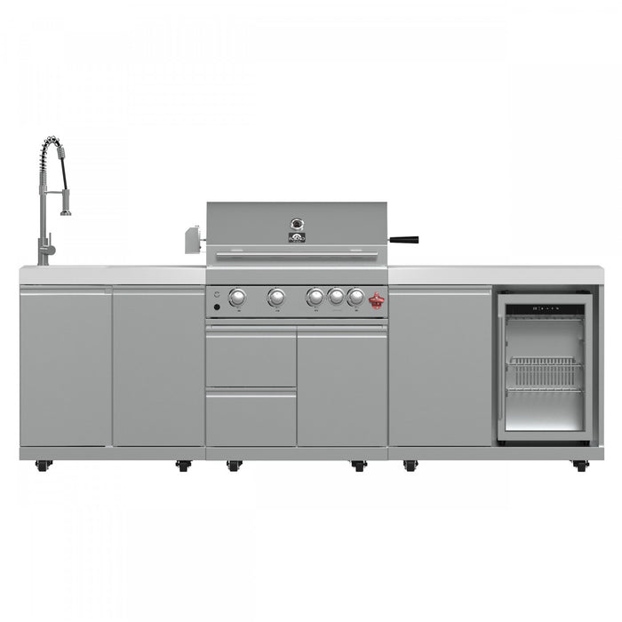 FORNO Bulnes Outdoor Kitchen 60,000 BTU Stainless Steel BBQ & White Countertops - FODKT2506WHT