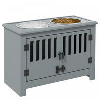 Pawhut Raised Dog Bowls, Elevated Dog Feeder With 2 Stainless Bowls, Storage Cabinet, Door, For Extr
