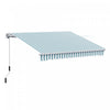 Outsunny 12' X 10' Retractable Awning Patio Sun Shade Shelter With Manual Crank Handle, Uv & Water-resistant Fabric And Aluminum Frame For Deck, Balcony, Yard, Green And White