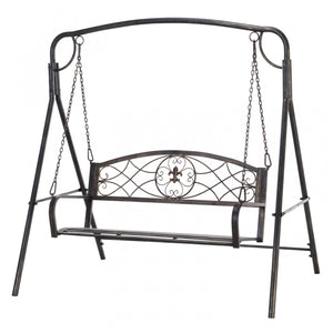 Outsunny 2 Seater Porch Swing Chair, Outdoor Swing Seat For Garden, Black