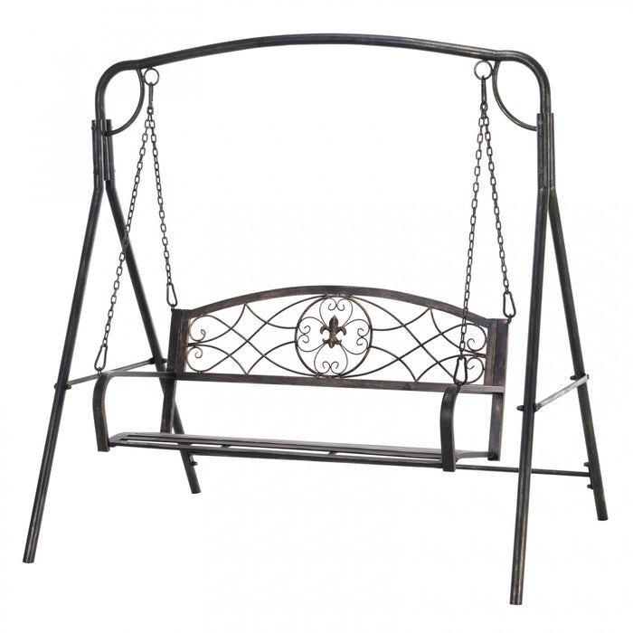 Outsunny 2 Seater Porch Swing Chair, Outdoor Swing Seat For Garden, Black