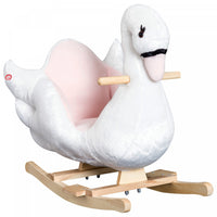 Qaba Soft Warm Kids Rocking Horse Child Plush Ride On Toy Swan Design Playtime With Lullaby Song, Wh