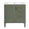 Emerson 30 Inch Bathroom Vanity with Ceramic Sink and Three Drawers, Olive Green | Emerson Meuble de salle de bain 30 pouces avec vasque en ceramique et trois tiroirs, Vert olive