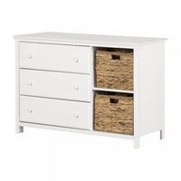 Cotton Candy 3-drawer Dresser With Storage Baskets - Pure White 