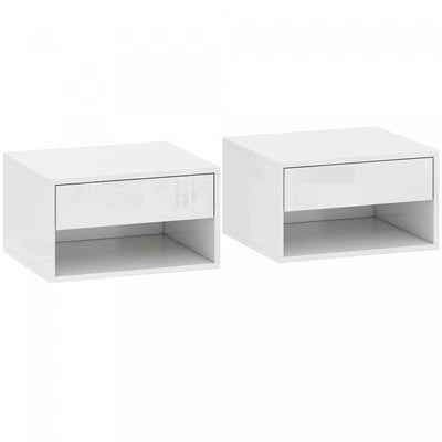 HOMCOM Floating Bedside Tables Set of 2, Wall-Mounted Nightstand White