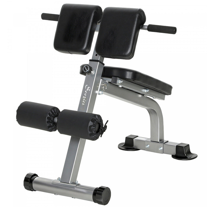 Soozier Roman Chair, Foldable Hyperextension Bench, Silver Tone