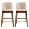 Lois Rubber Wood Counter Stool Set of 2 with Upholstered Seat and Footrest,Beige | Lois lot de 2 tabourets de comptoir en bois d’hevea avec assise rembourree et repose-pieds, beige