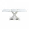 47.24\"-62.99\" Lennon Modern Extendable Rectangular Dining Table with Marble Printed Top - White
