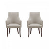 Connie Modern Vegan Leather and Velvet Wood Armchair in Light Gray - Set of 2 Dining Chair