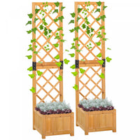 Outsunny Set Of 2 Raised Garden Bed With Trellis Board Flower Stand Lattice Panels For Plants, Flowe