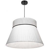 Dainolite Rochelle 1 Light Incandescent Pendant Matte Black White Ribbon Shade Lamp
