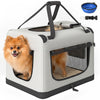 PawHut Pet Carrier Bag, Soft-Sided Dog Carrier for Small Dogs, Portable Pet Travel Bag with Security Buckle Strap, Mesh Windows, Washable Cushion and Bowl, Light Grey