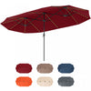 Costway 15.5 FT Extra-Large Patio Umbrella with LED Solar Lights & 12 Heavy-Duty Ribs Red