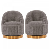 Leela Modern Chenille Swivel Lounge Chair in Gray - Set of 2 Accent Chair 