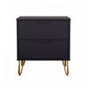 Avira Mid-Century Modern 20" Nightstand in Black (2-Drawer) | Table de nuit Avira style milieu du siecle moderne 20" en noir (2 tiroirs)