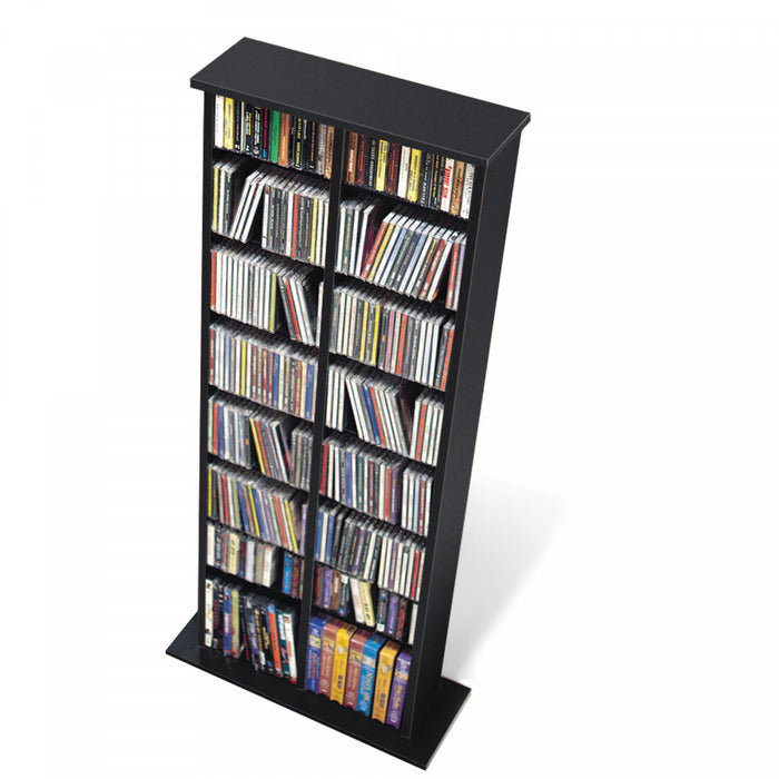 Double Multimedia Storage Tower - Black