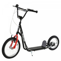 Aosom Youth Kick Scooter With Adjustable Handlebar And 16'' Inflatable Rubber Wheel For Kids And Tee