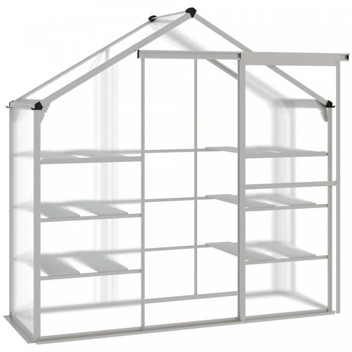 Outsunny 6.3' X 2.3' X 6.1' Outdoor Walk-in Greenhouse With 3-tier Shelves, Garden Polycarbonate Green House Plants Flower Cold Frame With Aluminum Frame