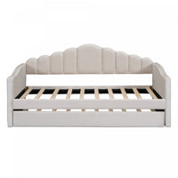 Lily Upholstered Daybed with Trundle and USB Charging Ports,Twin Size,Beige Twin Bed 