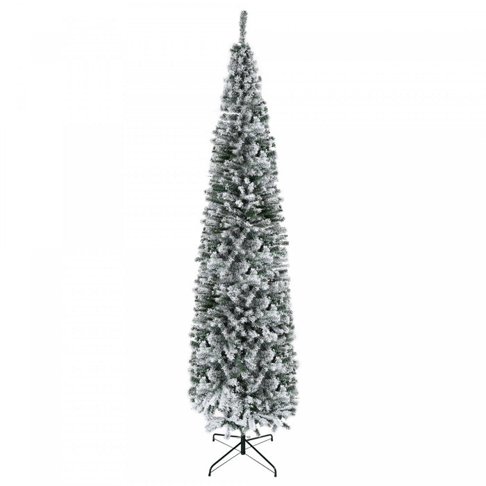 Homcom Snow Flocked Pencil Christmas Tree Slim Artificial Christmas Tree