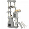 PawHut Cat Tree, 67\" Large Cat Tower for Indoor Kittens Multi-Level with 7 Scratching Posts, Tunnel, 2 Plush Condos, Hammock, Perch, Ramp, Pompoms, Light Grey