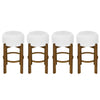 Vera Rubber Wood Bar Stool Set of 4 Indoor Seating with Round Ivory Cushion,Dark Walnut | Vera – Lot de 4 tabourets de bar en bois d’hevea pour interieur avec coussin rond ivoire, finition noyer fonce