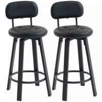 HOMCOM Bar Stools Set of 2, Swivel Counter Height Barstools Black