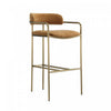 Serene Mid-Century Modern Metal Upholstered Barstool in Turmeric | Tabouret de bar en metal rembourre style mid-century moderne, coloris curcuma