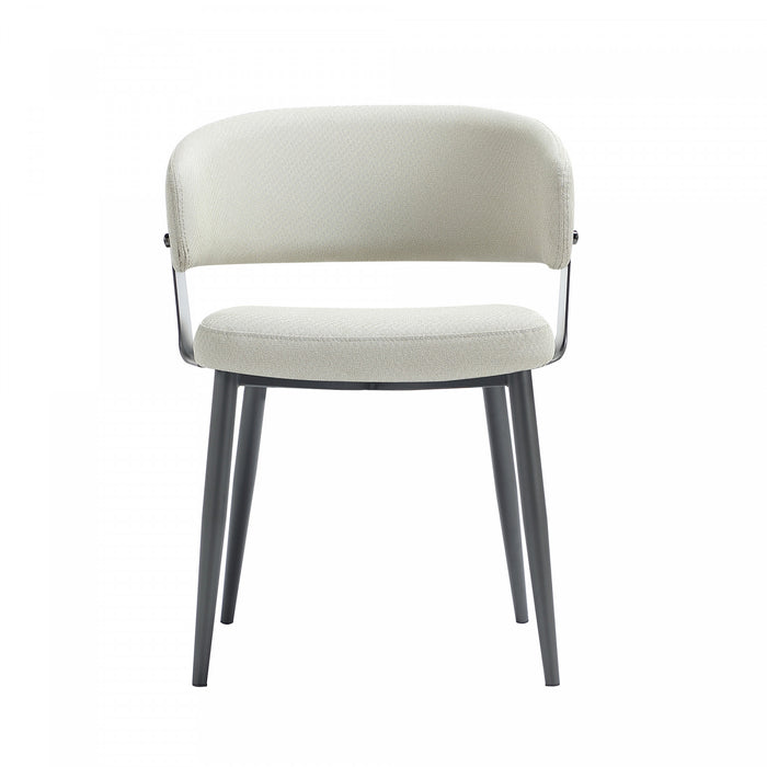 Luce Modern Metal Textured Vegan Leather Dining Chair in Oatmeal