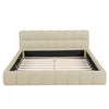 Jessica Upholstered Platform Bed with Comfortable Linen Fabric and Sturdy Frame,Queen Size,Beige Queen Bed