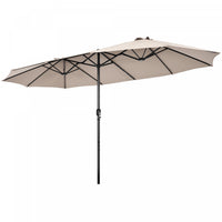Costway 15FT Patio Double-Sided Umbrella Crank Outdoor Garden Market Sun Shade Beige