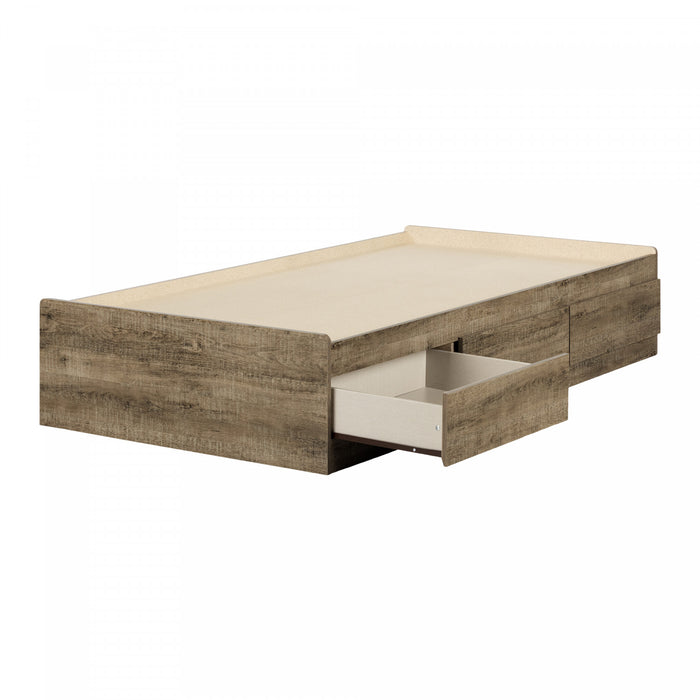 Arlen Twin Mates Bed With 3 Drawers - Weathered Oak 