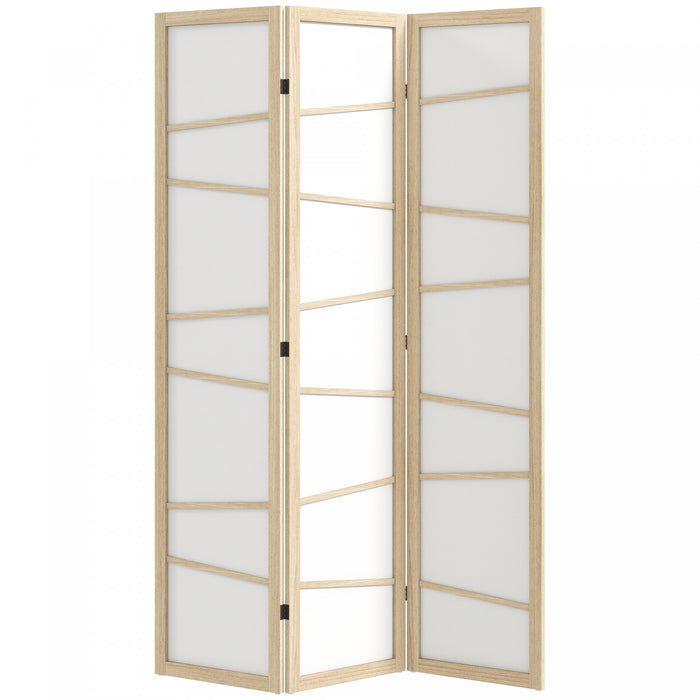 HOMCOM Folding Room Divider, 3 Panel Privacy Screen, Natural Wood