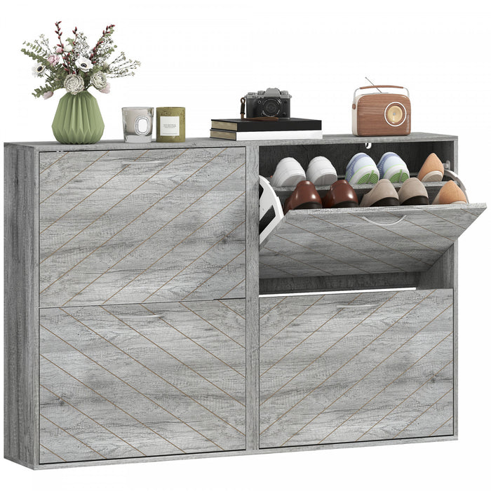 HOMCOM Slim Shoe Cabinet with 4 Flip Drawers for 12-20 Pair of Shoes