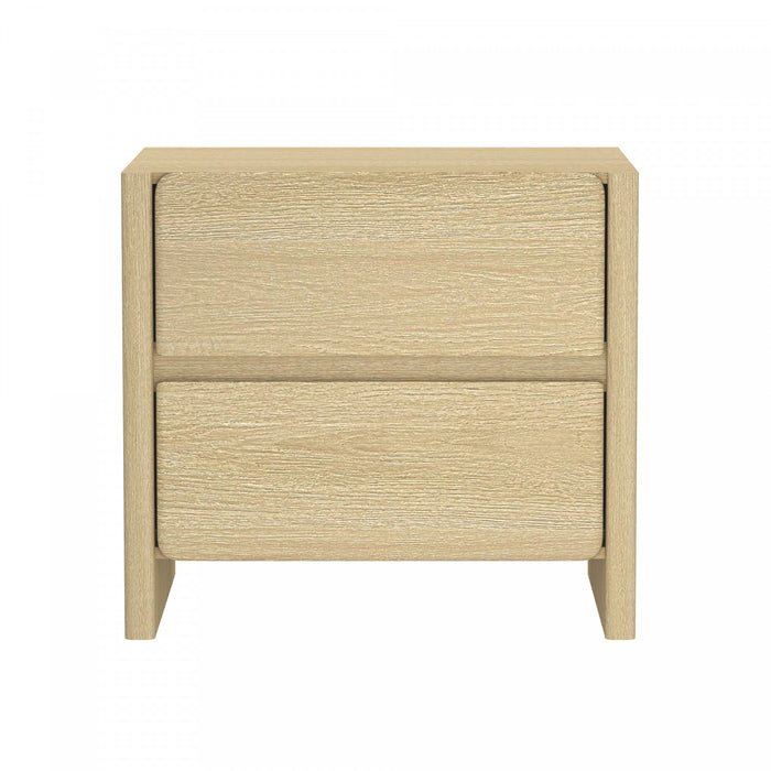 Linda Modern 24\" Nightstand in Natural Oak (2-Drawer)