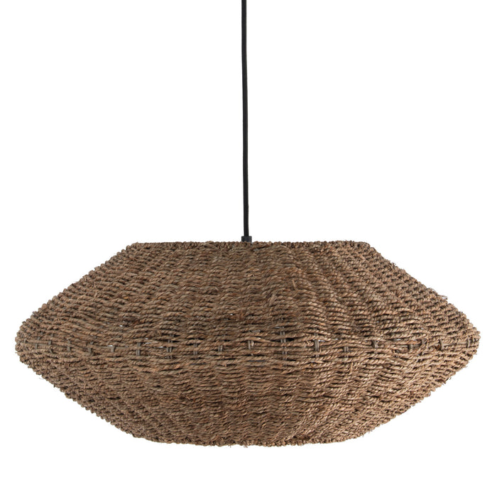 Dainolite Pourel 3 Light Pendant Small Matte Black Finish Natural Shade Lamp