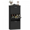 HOMCOM Narrow Shoe Cabinet with Flip Drawers Adjustable Shelf, Black