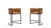 Cosmopolitan Mid-Century Modern Metal Upholstered Counter Stool in Camel - Set of 2 Bar Stool
