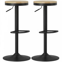 HOMCOM Wooden Bar Stools Set of 2 Adjustable Swivel Barstools Natural Black