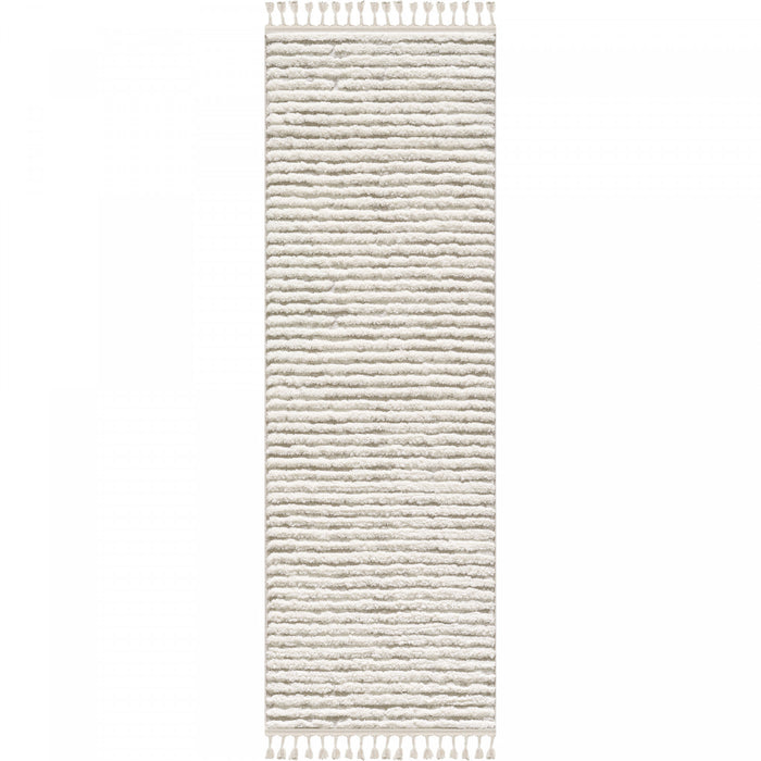 Quinto Beige Waves Shag Area Rug - 2'7\" x 8'