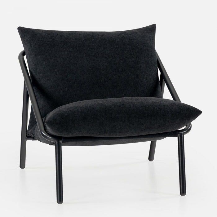 Ada Metal Frame Sling Accent Chair with Cushions - Black