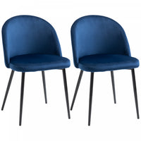 HOMCOM Dining Chairs Set of 2, Mid-Back Velvet-touch Upholstery Side Chair