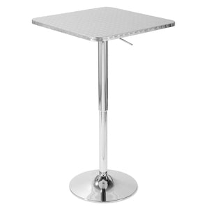 LumiSource Bistro Contemporary Adjustable Square Bar Dining Table - Silver
