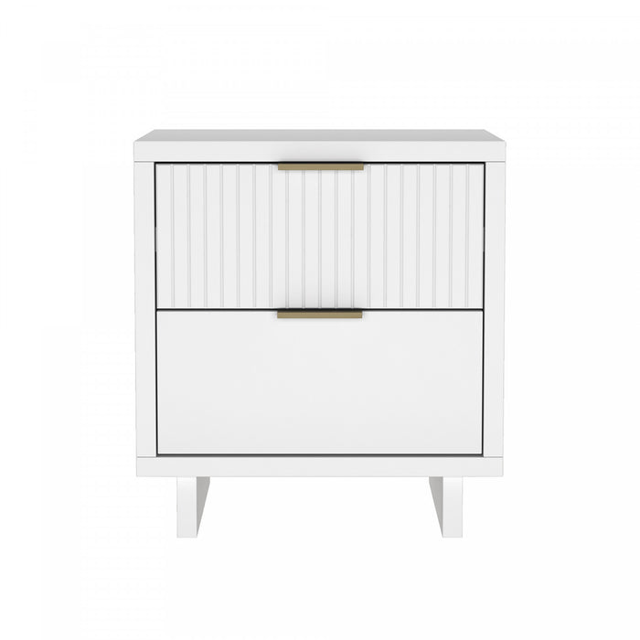 Elara Contemporary 18\" Solid Wood Nightstand in White (2-Drawer)